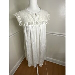 Jodifl Boutique Cream Ruffle Laced Boho‎ Mini Dress Women Size L NEW